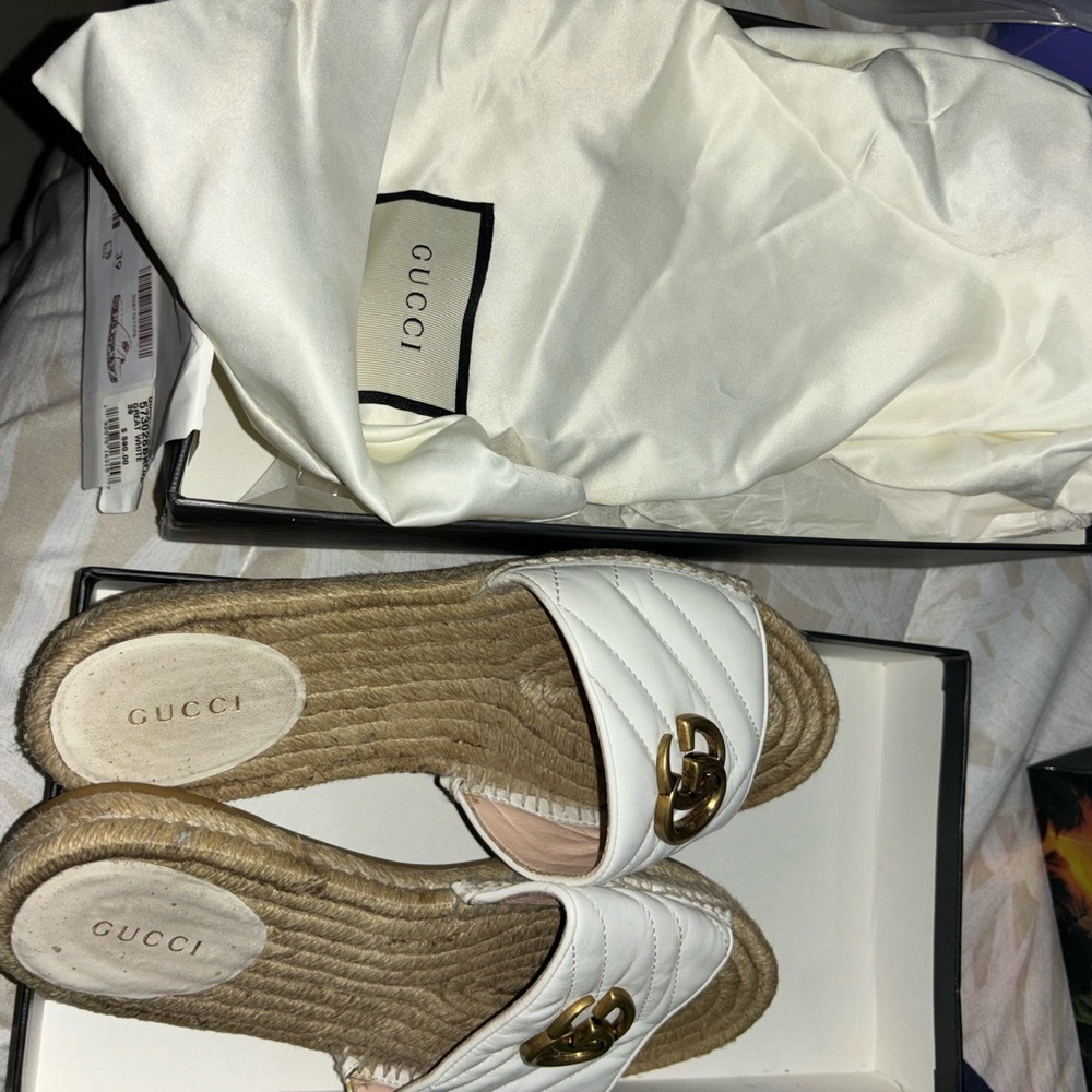 Gucci White Espadrille Sandals with Rope Sole
